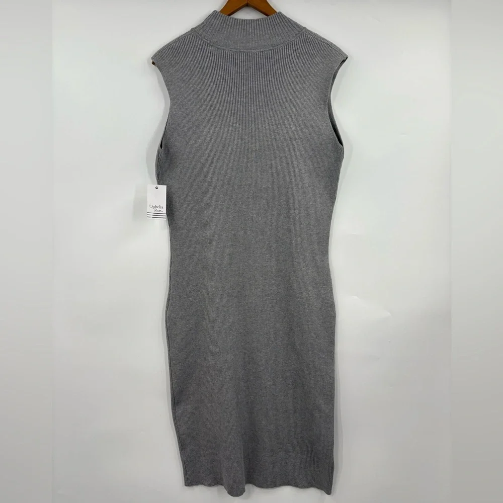 Ophelia Roe Grey Ribbed Sweater Midi Dress | XL - Picture 4 of 6